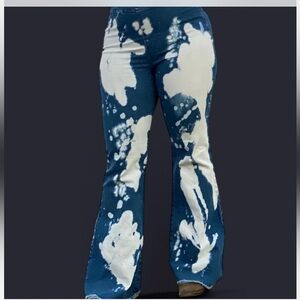 Bleached Tie Dye Flare Jeans
